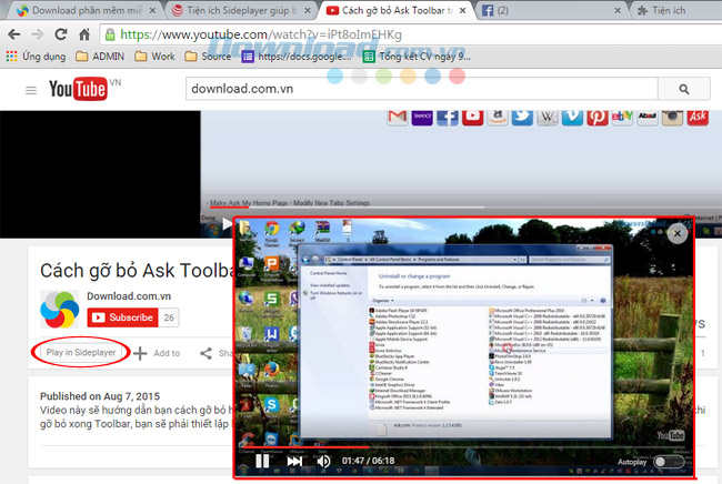 phóng to và di chuyển sideplayer