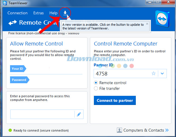 Biểu tượng Updates Teamviewer