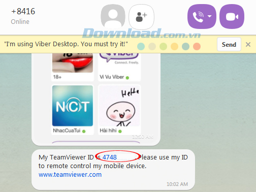 Mã gửi qua Viber Mã gửi qua Viber