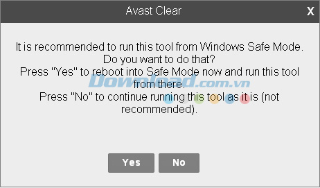 Chọn chế độ cho avast clear