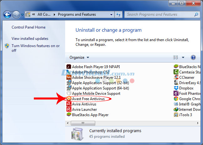 Click đúp vào Avast Free Antivirus