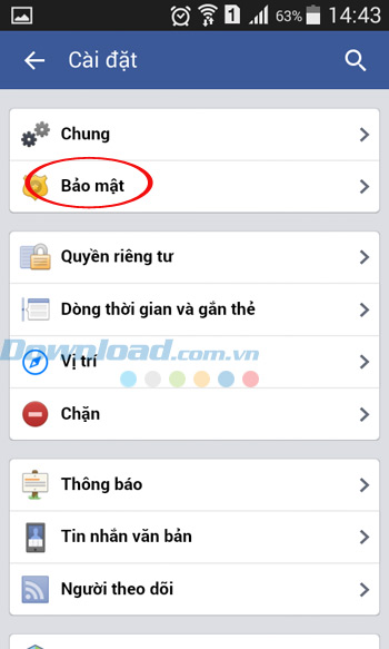 Cài đặt bảo mật Facebook