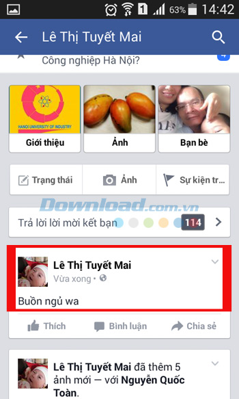 Sau khi có mạng trạng thái sẽ được đăng