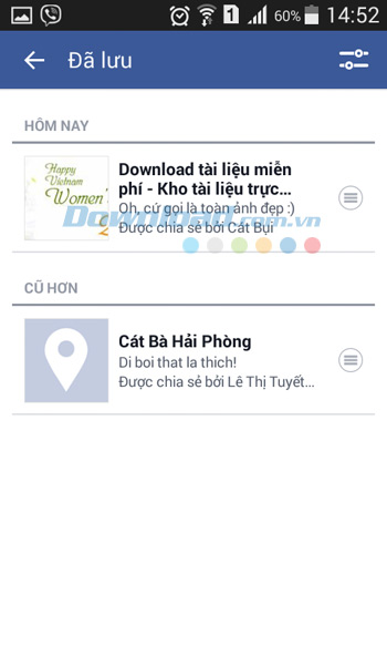 Danh sách đã lưu