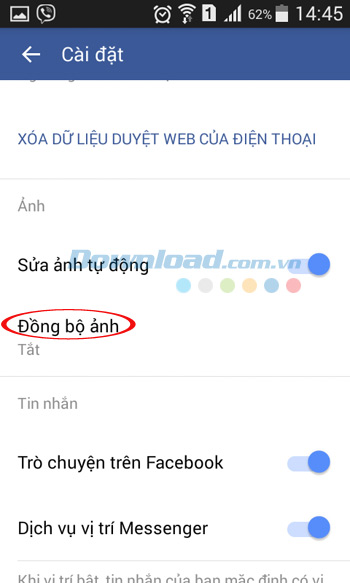Đồng bộ ảnh Facebook