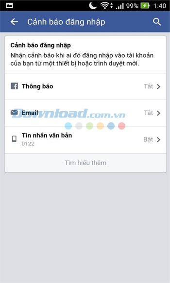 Hình thức cảnh báo đăng nhập