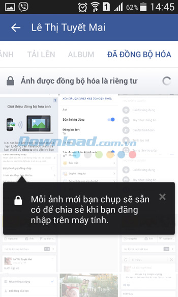Quá trình đồng bộ hoá ảnh Facebook