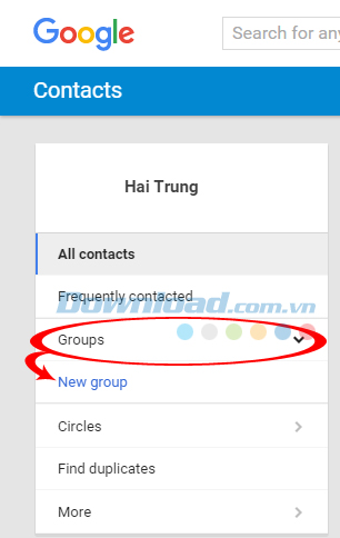 Chọn vào group Chọn vào group