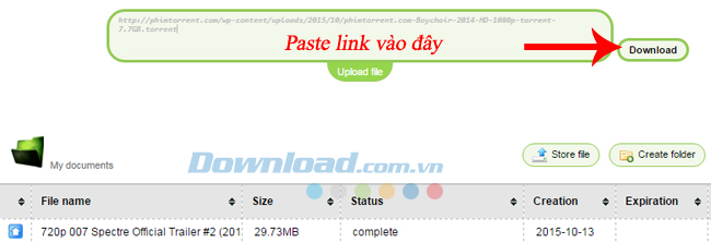 Paste link vào 
