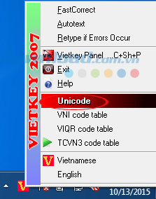Lựa chọn kiểu Unicode