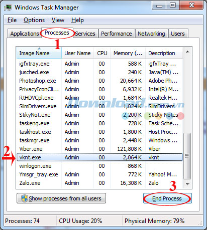 Mở Task Manager lên
