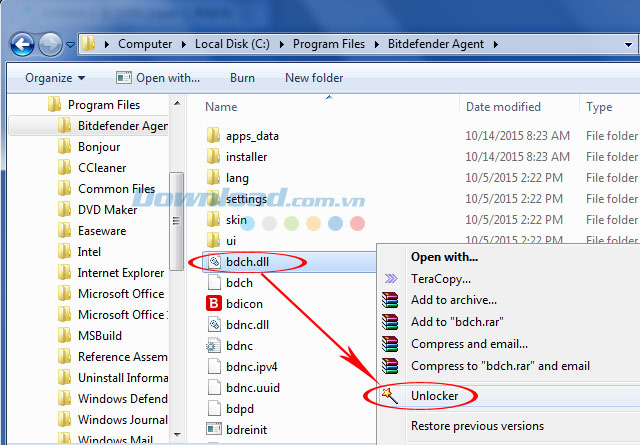 Chọn vào unlocker