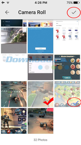 Chọn ảnh cần up lên