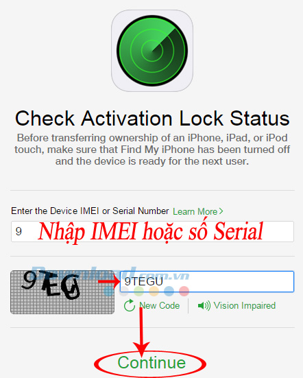 Nhấp vào Continue Nhấp vào Continue