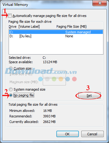 Thiết lập bộ nhớ ảo Page File