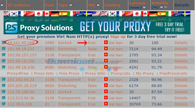 Danh sách proxy Danh sách proxy