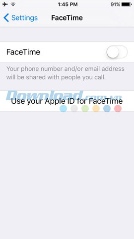 Đã tắt facetime