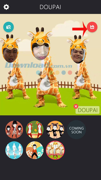 Nhấn biểu tượng đĩa để lưu ảnh