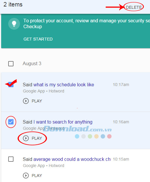 Chọn mục cần xóa rồi del Chọn mục cần xóa rồi del