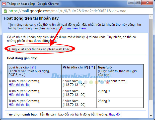 Đăng xuất tất cả