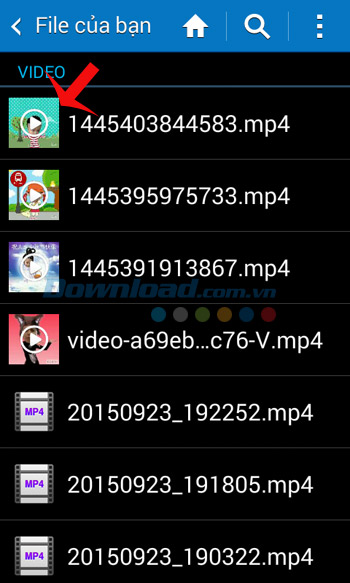 Lấy video đã lưu ra