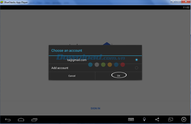 Chọn tài khoản đăng nhập