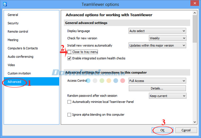 Nhấn vào mục Advanced
