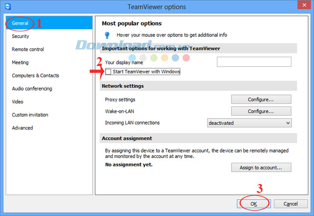 Tắt tính năng khởi động cùng Windows trên Teamviewer