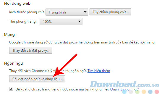 Cài đặt ngôn ngữ