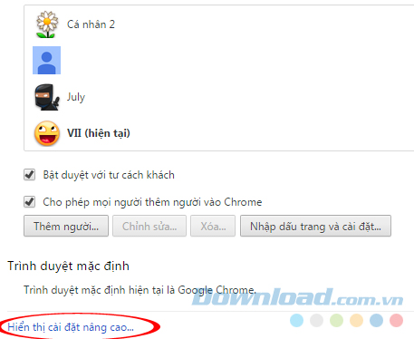 Cài đặt nâng cao