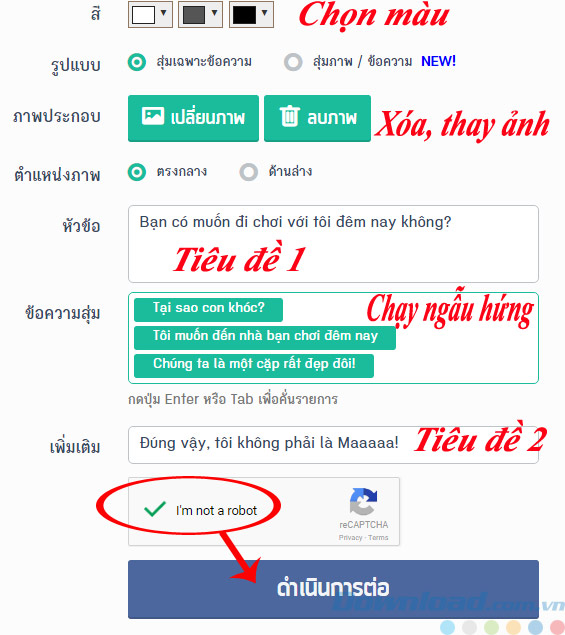 Điền thông tin ảnh