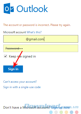 Sign in vào outlook