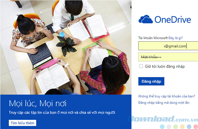 Đăng nhập bằng tài khoản Microsoft