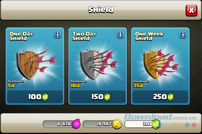 Lá chắn bảo vệ 3 ngày cho người mới chơi Clash of Clans