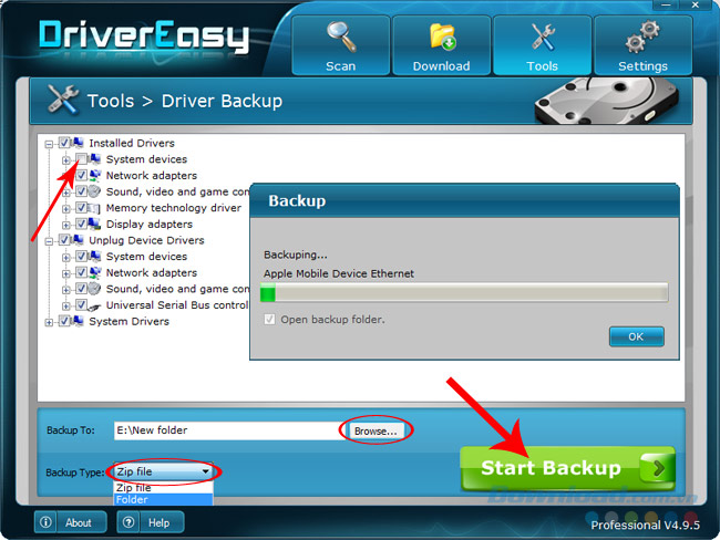 Start backup Start backup
