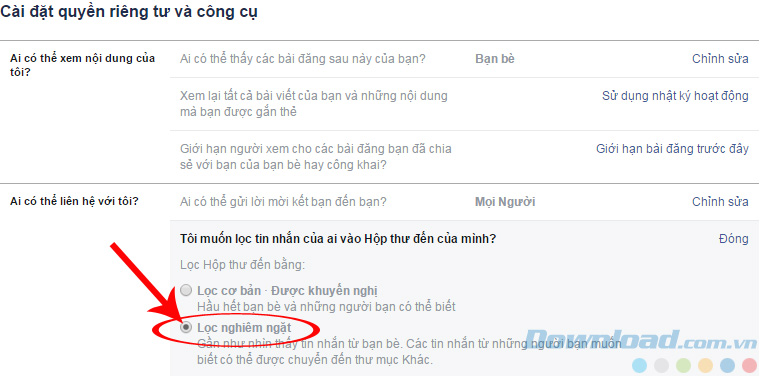 Sửa lại cài đặt