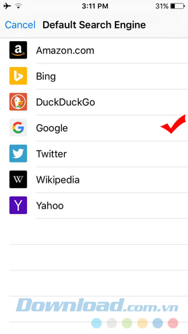 Đổi công cụ tìm kiếm