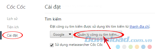 Quản lý công cụ tìm kiếm