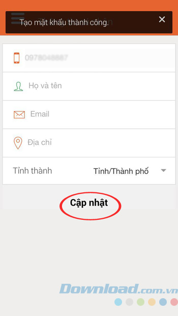 Cập nhật thông tin cá nhân cho dịch vụ Online Friday