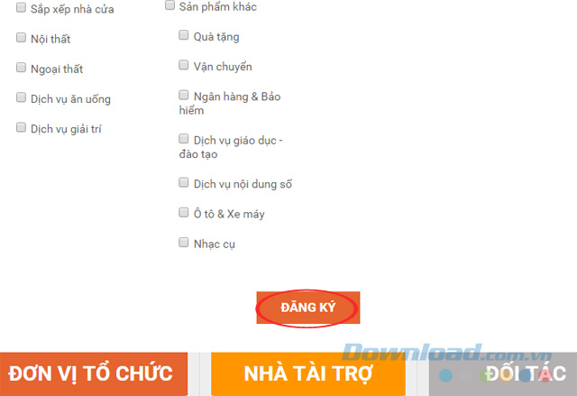 Nhấn vào nút Đăng ký