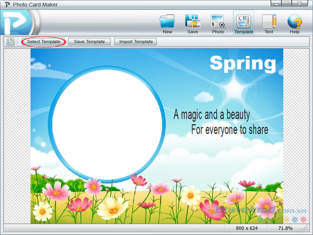 Giao diện chính của Photo Card Maker Giao diện chính của Photo Card Maker
