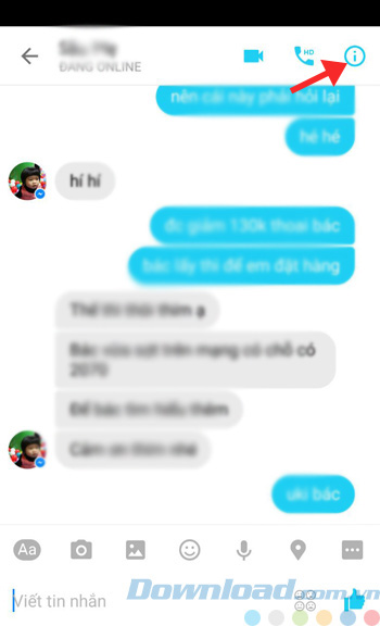 Cửa sổ chat trong Facebook Messenger