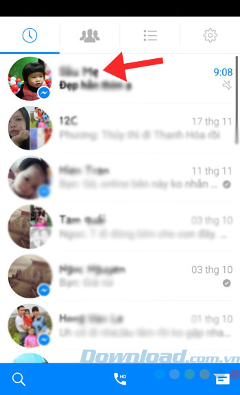 Danh sách chat trong Facebook Messenger