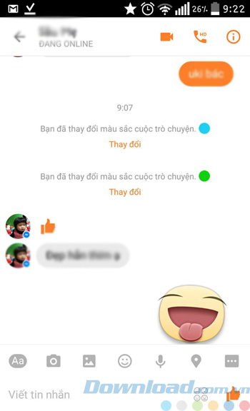 Bong bóng chat đã được đổi màu