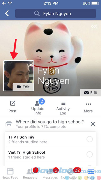 Avatar Facebook bằng video