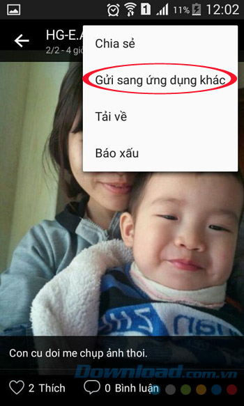 Gửi ảnh sang ứng dụng khác