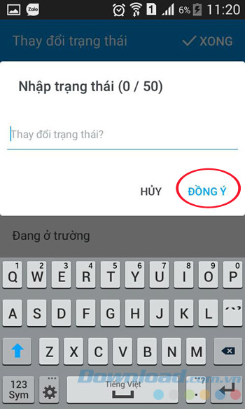 Nhập trạng thái