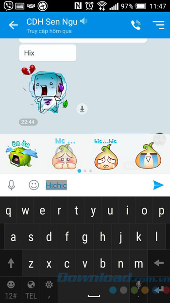 Chọn sticker theo từ khóa