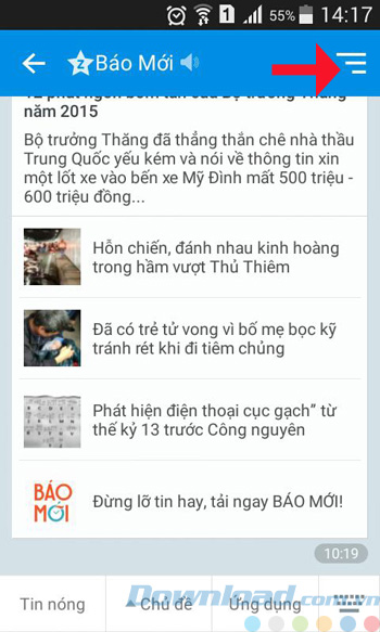 Chặn tin nhắn từ báo mới