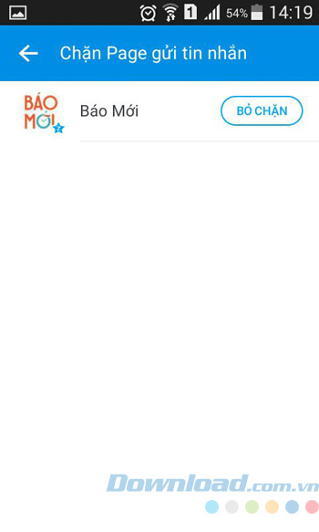 Danh sách chặn Page gửi tin nhắn